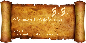 Zámbori Zakária névjegykártya